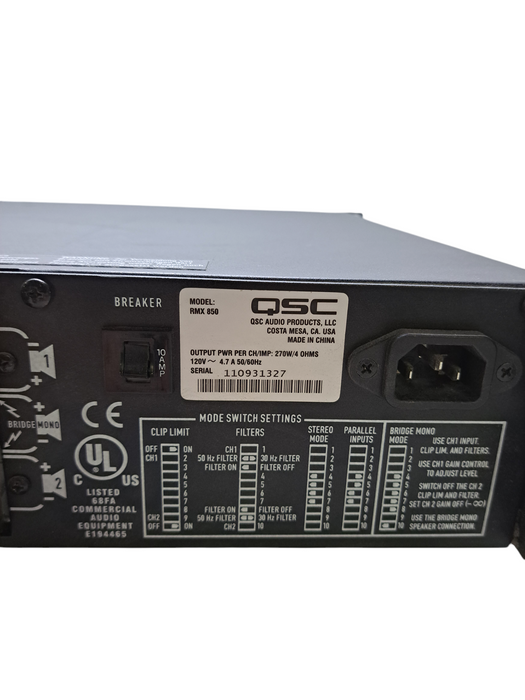 QSC AUDIO RMX 850 200-Watt 2-Channel Professional Power Amplifier