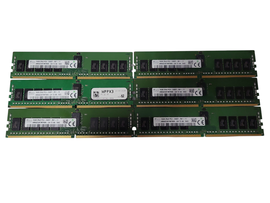 SK Hynix 2R×8 PC4-2400T-UB1-11 16GB DDR4 LOT of 6x SK hynix 16GB 2Rx8 PC4-2400T-RE1-11 Server Ram — retail.era
