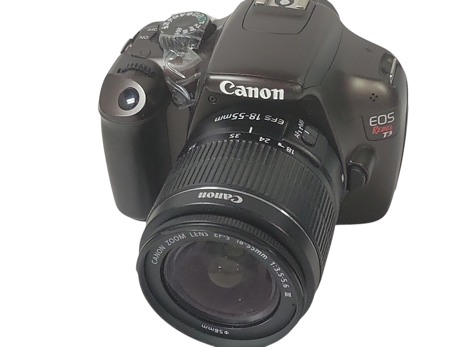 Canon EOS rebel T3 with Canon EFS 18-55mm, No battery/SD Card, READ