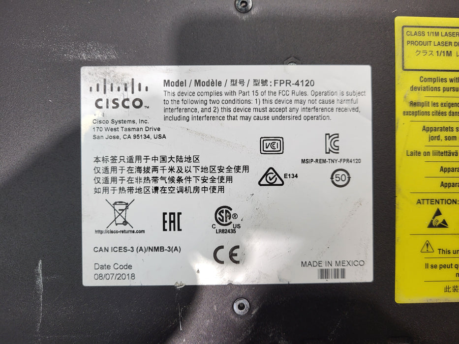 Cisco FPR4120-NGFW-K9 Firepower 4120 NGFW Network Security Appliance READ