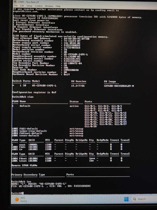 Cisco WS-C2960X-24PS-L 24-Port Gigabit PoE+ Switch 370W PSU 4xSFP Q