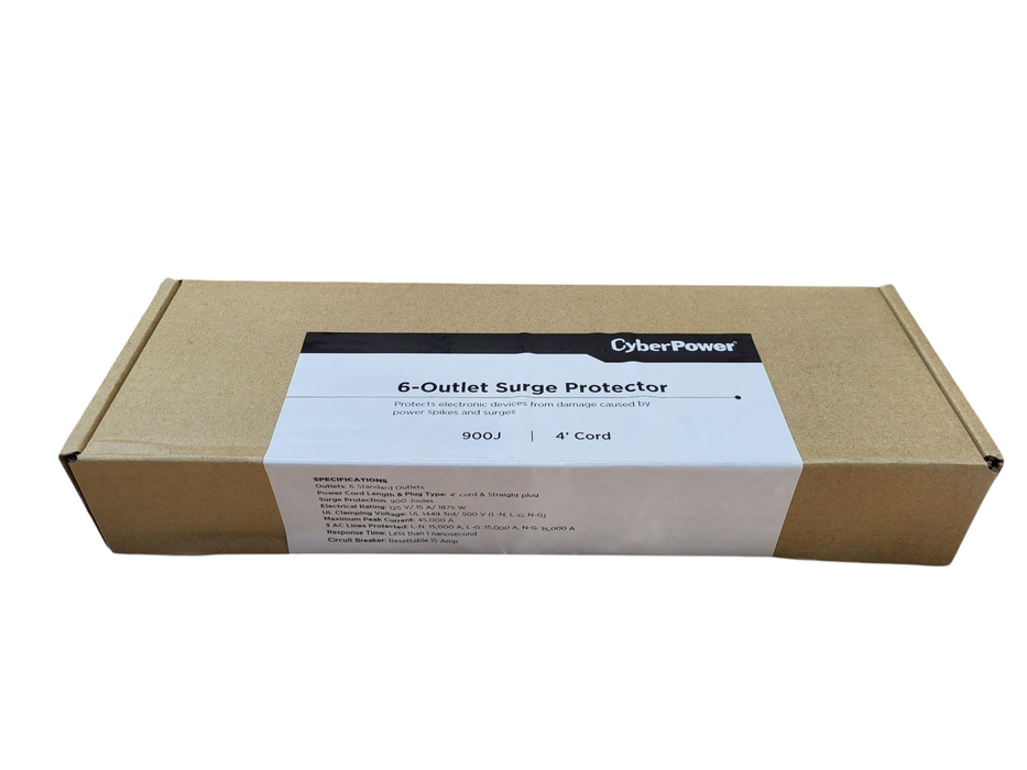 New CyberPower 6-Outlet Surge Protector 12ft Cord 1200J 125V 15A 1875W