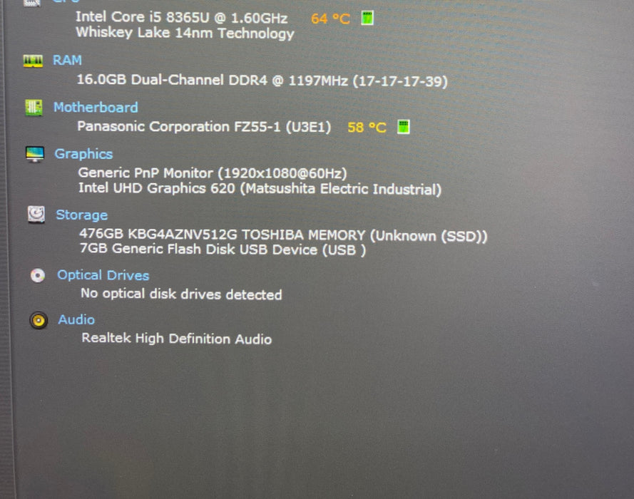 Panasonic ToughBook FZ-55 TOUCH i5-8365U 16GB RAM 512GB SSD 2710Hrs. READ!