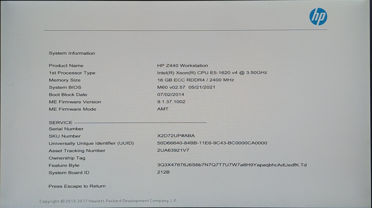 HP Z440 Workstation, Xeon E5-1620v4, 16GB DDR4, Quadro M4000 8GB, 256GB Storage
