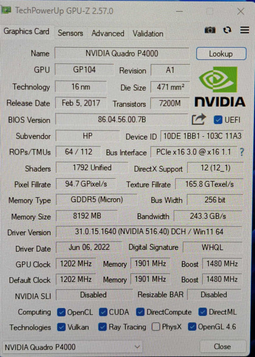 NVIDIA Quadro P4000 | 8GB GDDR5 PCIe Professional Graphics Card | 4x DP
