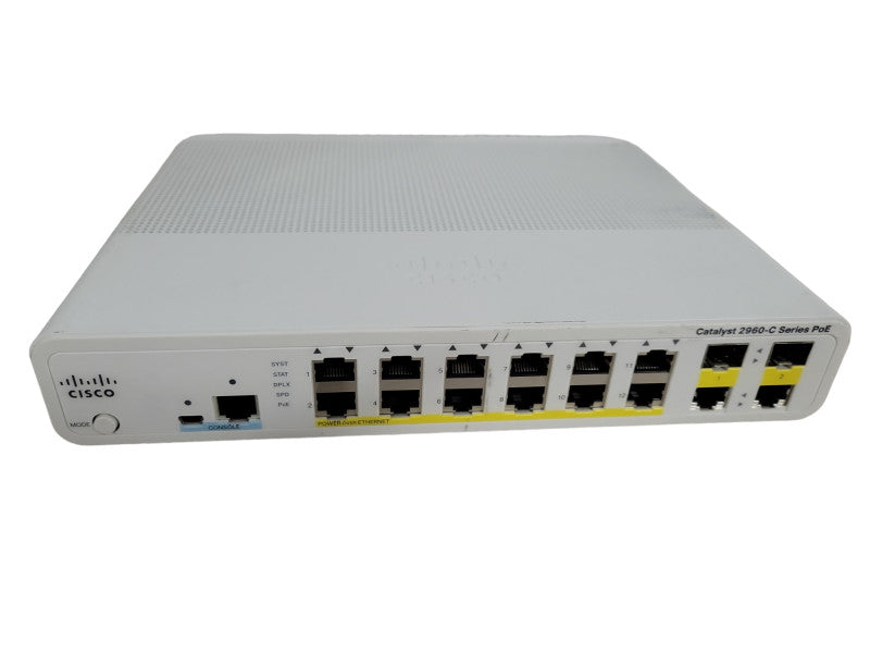 Cisco Catalyst 2960-C WS-C2960C-12PC-L Silent 12 port PoE Switch !