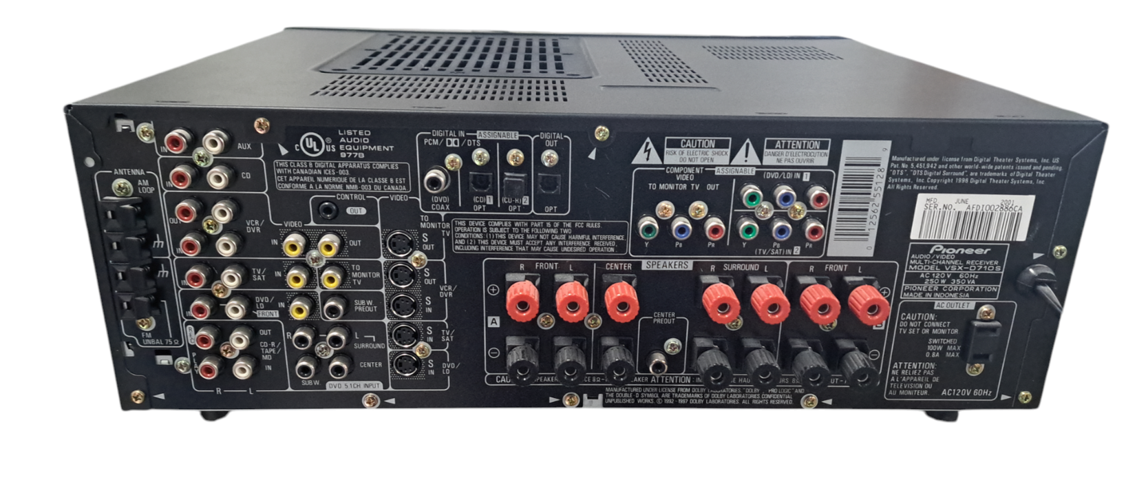 Pioneer VSX D710S Audio-Video Multi-Channel Receiver READ
