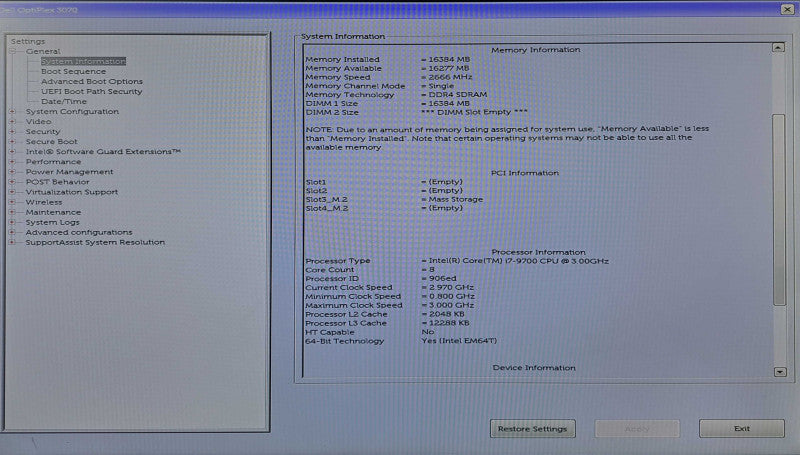Dell OptiPlex 3070 SFF | i7-9700 @ 3.00GHz 8C, 16GB DDR4, 256GB NVMe, 2TB HDD