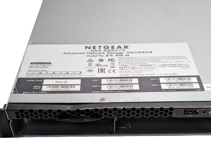 NETGEAR Advanced Network Storage RNR-4B 4x 3.5 inch bays PLEASE READ  -