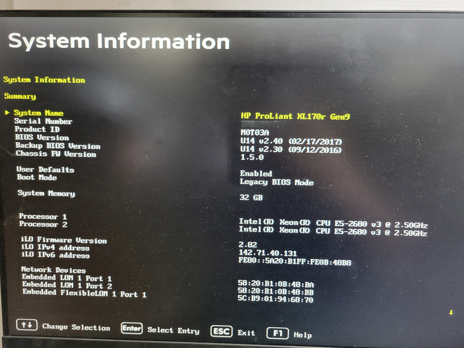HP ProLiant XL170r Gen9 - 4xNodes - 2xE5-2680 v3 32GB DDR4 P440ar 2x1400W 220V