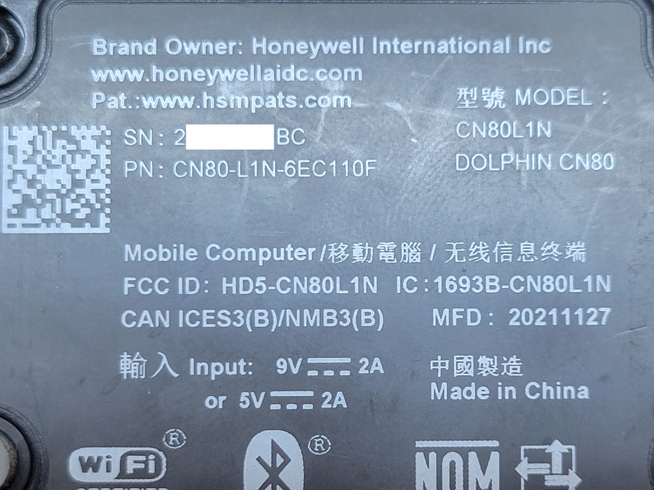 Honeywell CN80L1N Dolphin CN80 CN80-L1N-6EC110F barcode scanner, READ