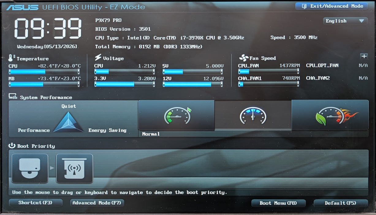 Custom PC, ASUS P9X79 PRO w/ i7-3970X 3.50GHz, 8GB DDR3, No GPU & HDD