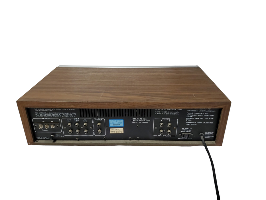Sears Solid State AM/FM Stereo Receiver - RE-1002 *READ*