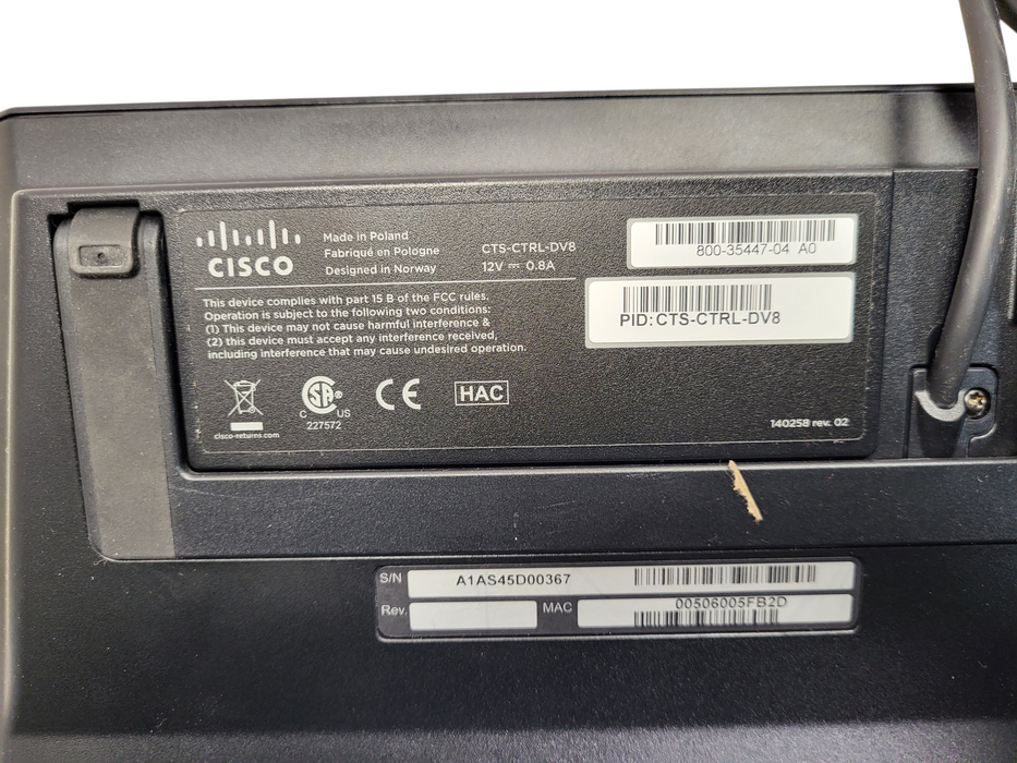 Cisco CTS-CTRL-DV8 TelePresence Touch 8-inch Video/Web Conference INCL HANDSET