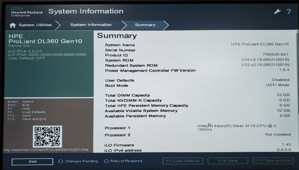 HP ProLiant DL360 Gen10 - 1x Xeon Silver 4110, 32GB DDR4, P408i-a SR - No HDD