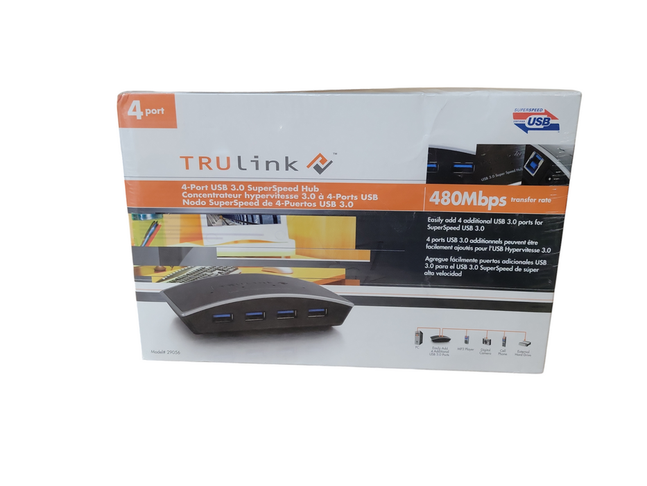TruLink 4 port USB 3.0 SuperSpeed Hub,Black G36