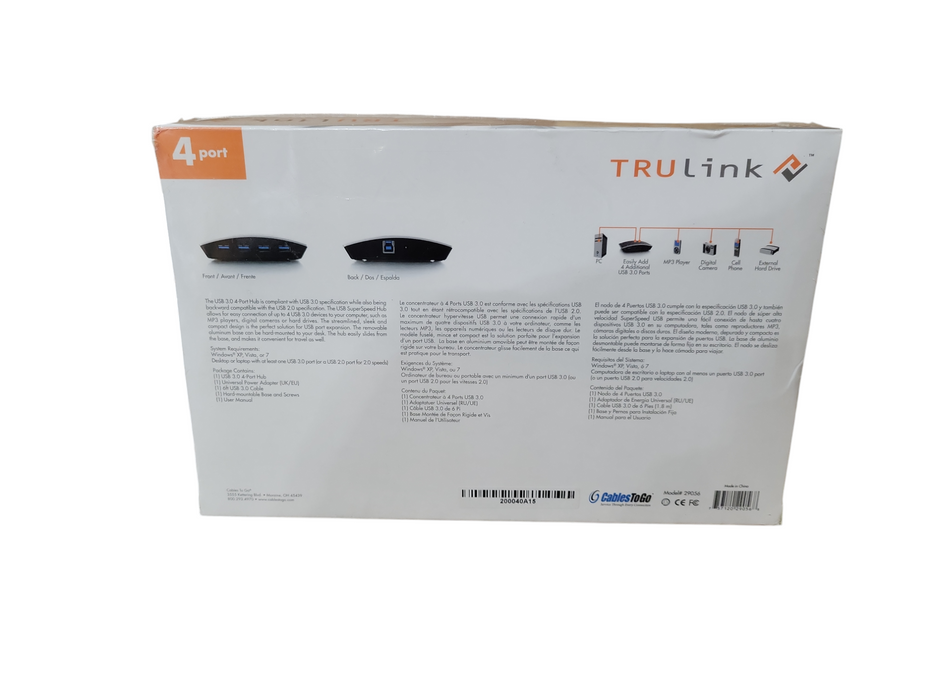 TruLink 4 port USB 3.0 SuperSpeed Hub,Black G36