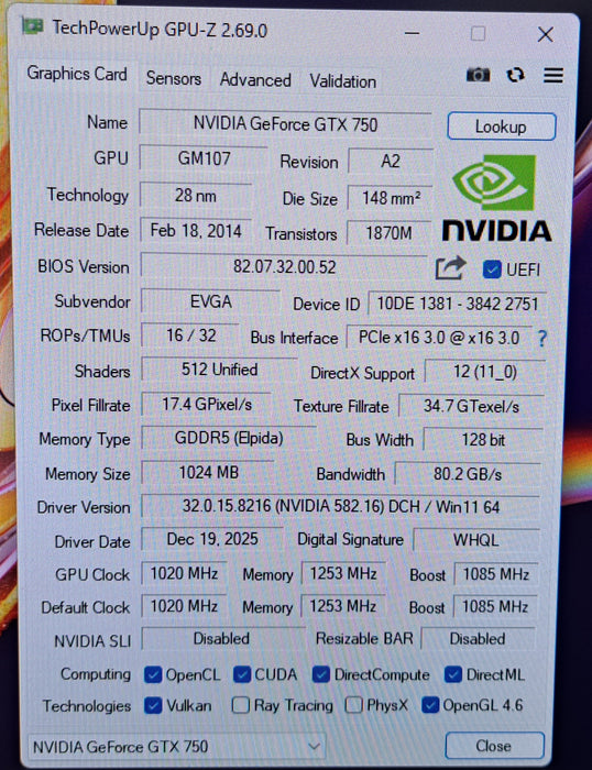 EVGA GeForce GTX 750 1GB GDDR5 Graphics Card | 01G-P4-2751-KR