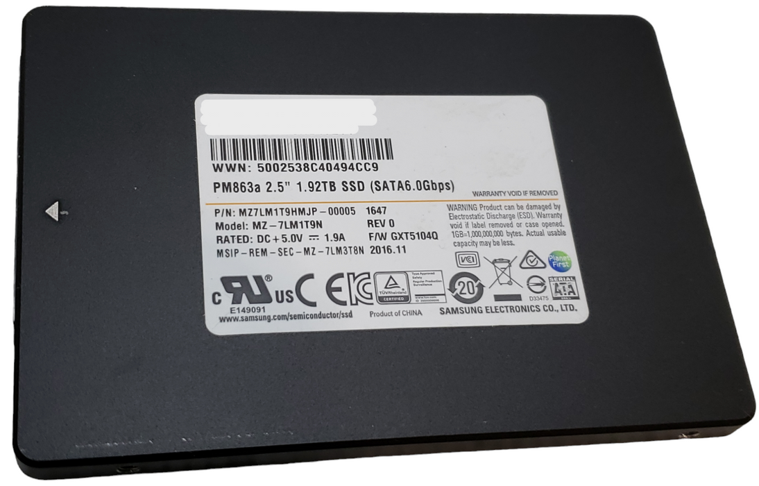 1.92TB SATA 2.5" 7mm Samsung PM863 6Gb/s SSD - MZ-7LM1T90