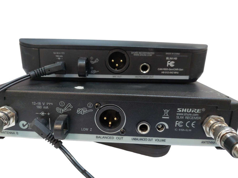 Shure BLX4 H9 & Shure SLX4 Receiver Combo with Adaptors (No Mics)  =