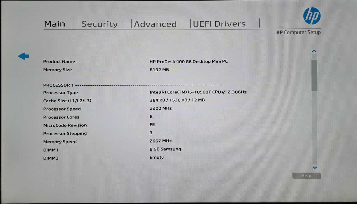 HP ProDesk 400 G6 Mini PC | Intel Core i5-10500T @2.30GHz, 8GB DDR4, No HDD
