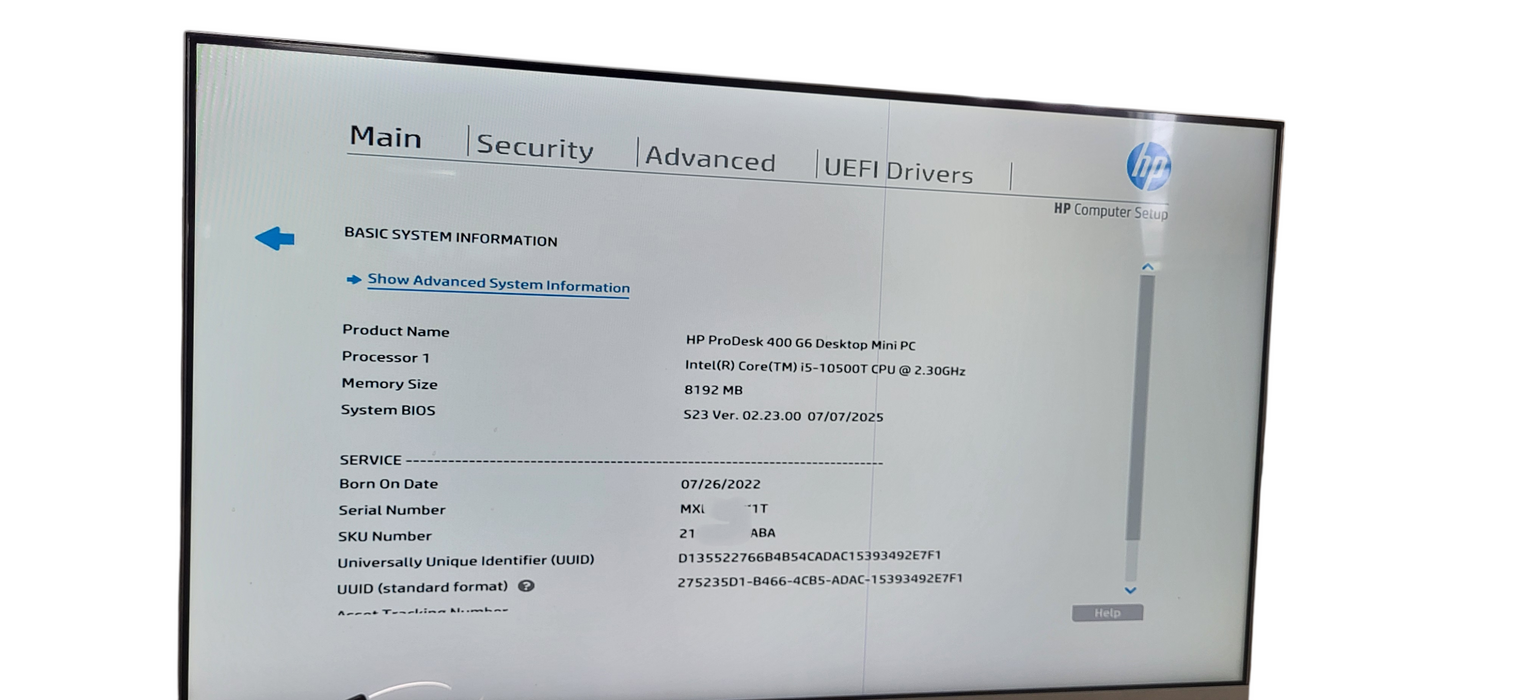 HP ProDesk 400 G6 USFF i5-10500T | 8GB DDR4 | No HDD | W/ AC READ
