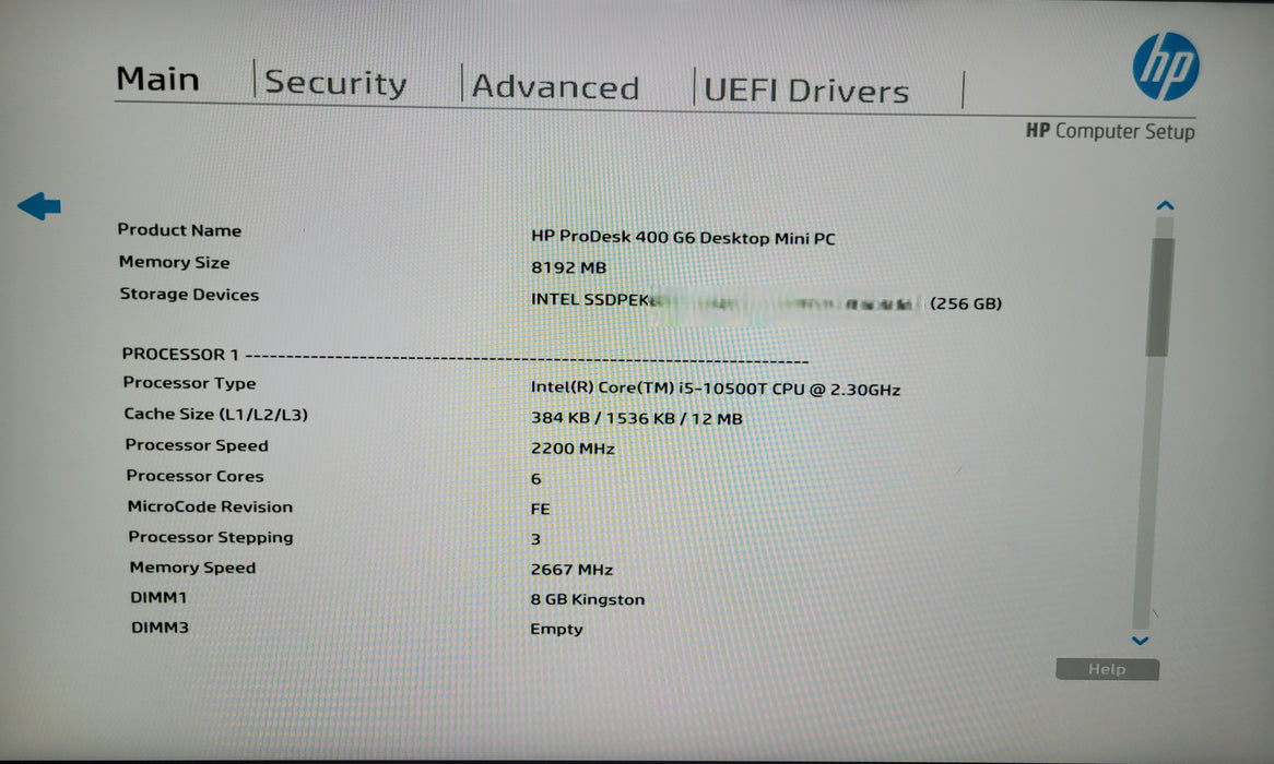 HP ProDesk 400 G6 | i5-10500T @2.30GHz 8GB DDR4 256GB NVMe