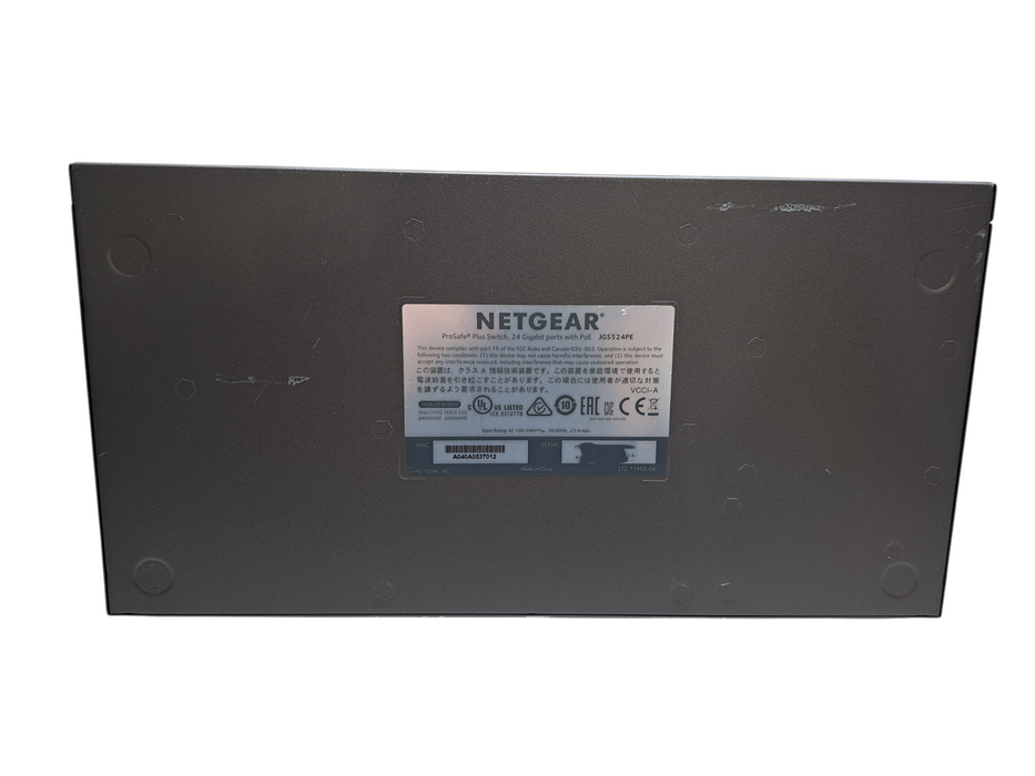 Netgear JGS524PE ProSAFE Plus 24-Port Gigabit Switch w/ 12 PoE Ports & Rackmount