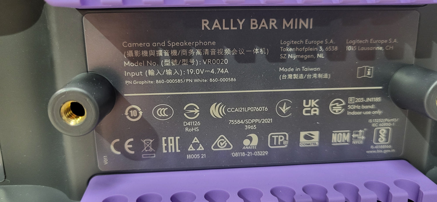 Logitech VR0020 Rally Bar Mini For Parts or Repair