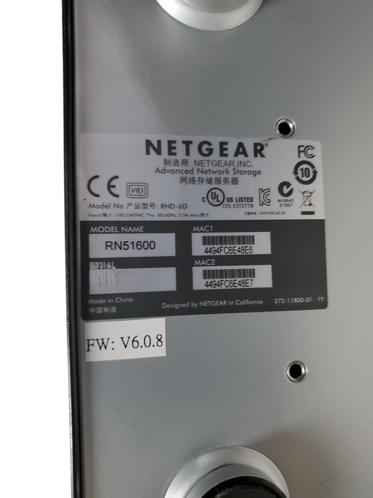 NETGEAR ReadyNAS RN51600 RND-6D 6-Bay Network Attached Storage - No HDD *READ*