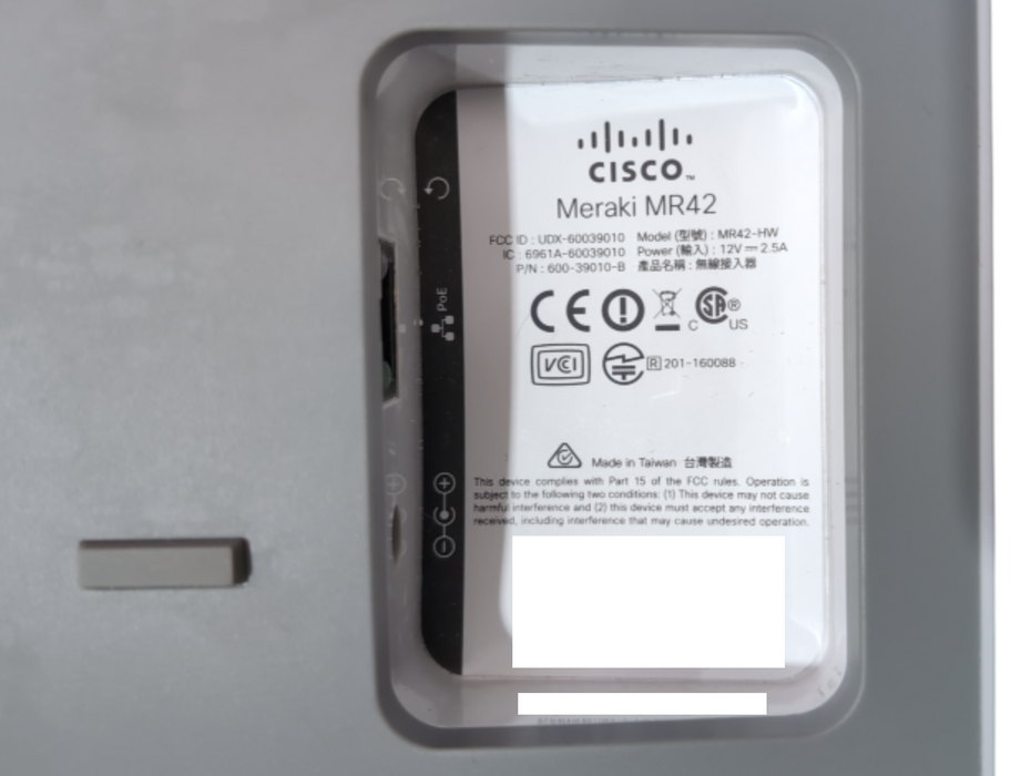 Cisco Meraki MR42 802.11ac Wave-2 Cloud-Managed PoE Wireless AP
