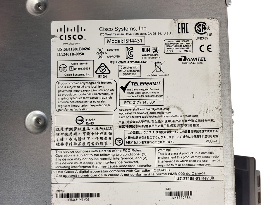 Cisco ISR4431/K9 Series Integrated Services Router, ES2-8, 2x PSU