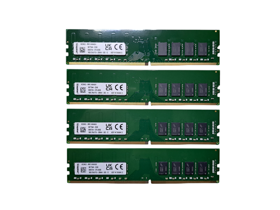 Lot of 4x Kingston 16GB 2Rx8 PC4-3200AA-UB2-12 DDR4 Desktop Memory RAM