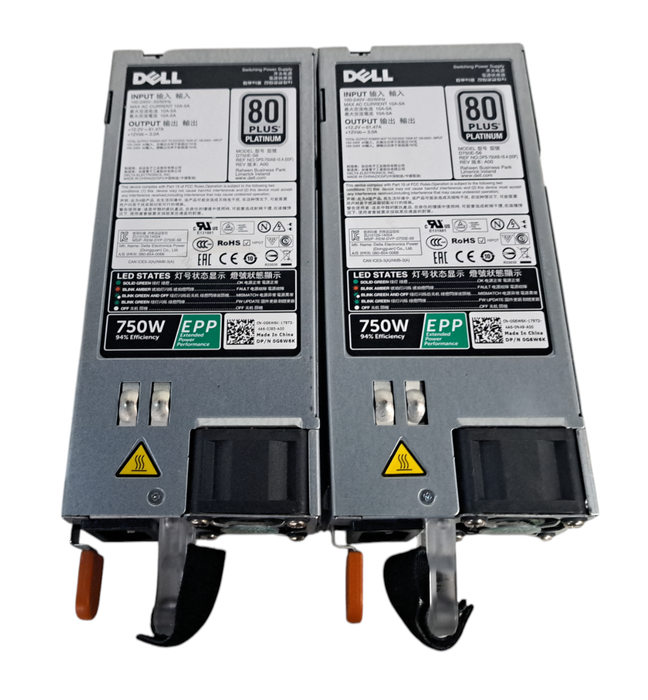 Set of 2x Dell (D750E-S6) 750W EPP 80 PLUS PLATINUM SERVER POWER SUPPLY