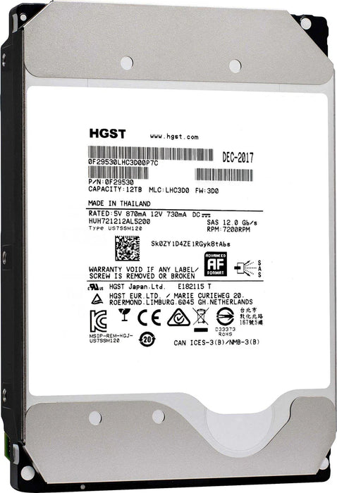 12TB 3.5" 12Gb/s 7.2K RPM Dell 0F29535 512e SAS HDD