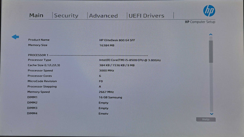 HP EliteDesk 800 G4 SFF | i5-8500 @ 3.00GHz 6C, 16GB DDR4, No HDD/OS
