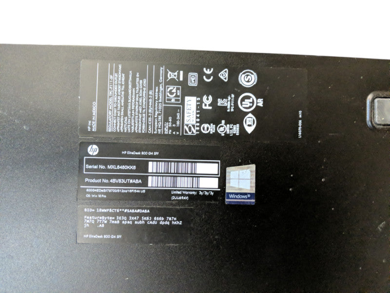 HP EliteDesk 800 G4, Intel Core i7-8700 @ 3.20GHz, 8GB RAM - NO HDD