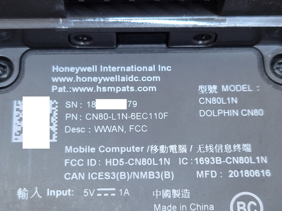 Honeywell Dolphin CN80-L1N-6EC110F handheld barcode scanner, READ