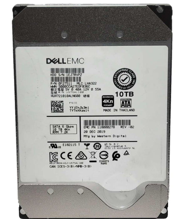 10TB DELL/HGST Enterprise Class 3.5" SAS HDD 0F27398 12Gbp/s