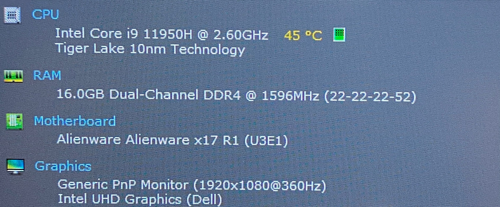 Alienware X17 R1 i9-11980HK RTX3080 16GB GPU 16GB RAM 256GB SSD Faulty LCD READ!