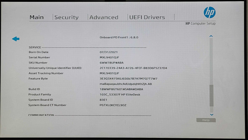 HP EliteDesk 800 G4 SFF, i5-8500 3.00GHz 6C, 16GB DDR4, 256GB NVMe