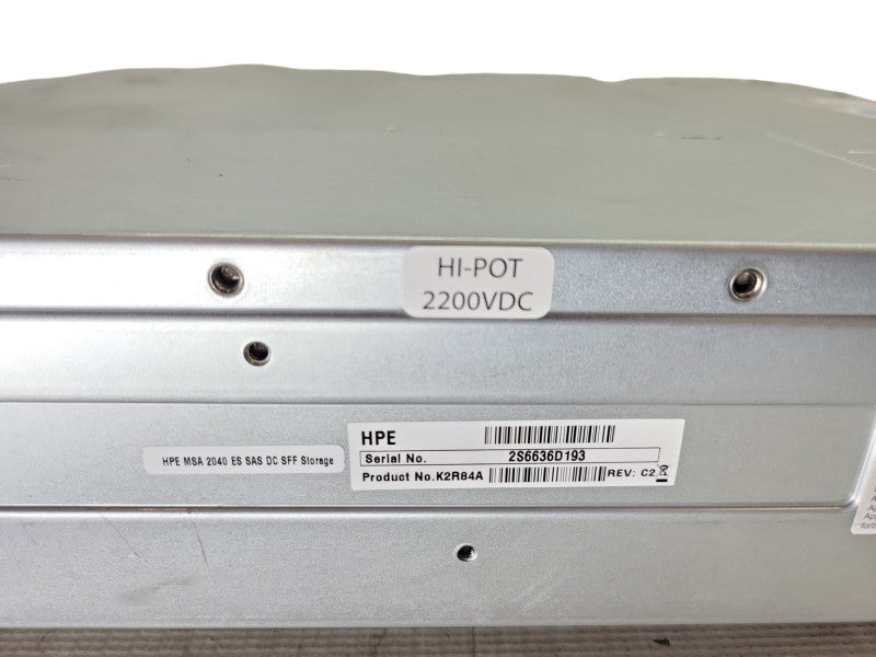 HP MSA 2040 ES SAS DC SFF Disk Enclosure K2R84A 2x Controllers %