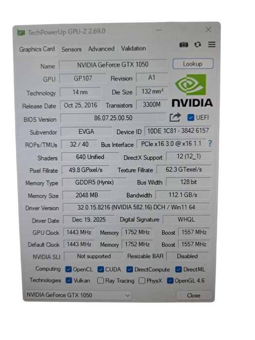 EVGA NVIDIA GeForce GTX 1050 FTW 2GB Graphics Card - 02G-P4-6157-KR