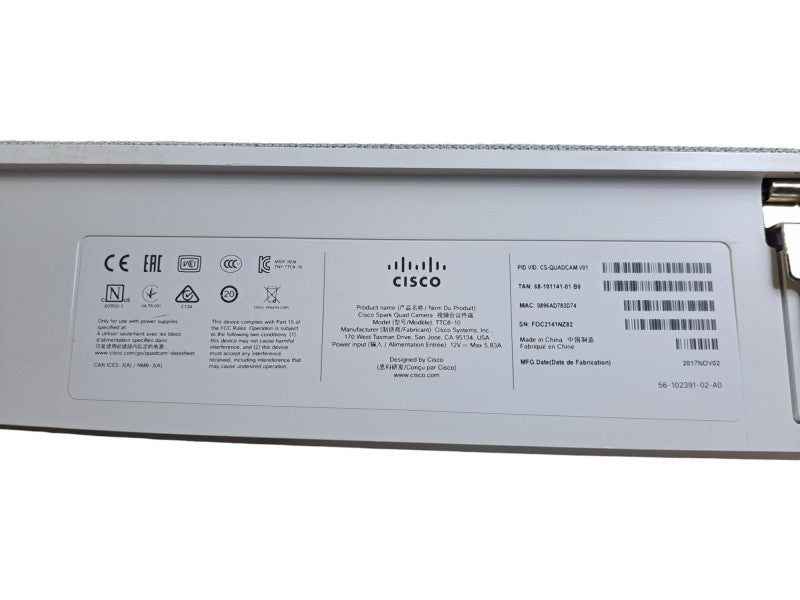 Cisco Webex TTC8-10 Spark Quad Camera Conference Room CS-QUADCAM