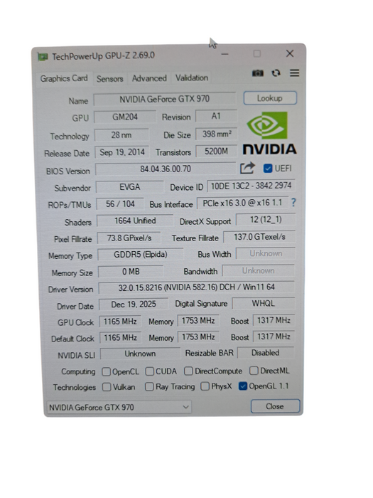 Lot of 2x EVGA GeForce 4GB GTX 970 Gaming Graphics Card 04G-P4-2977-B6 READ