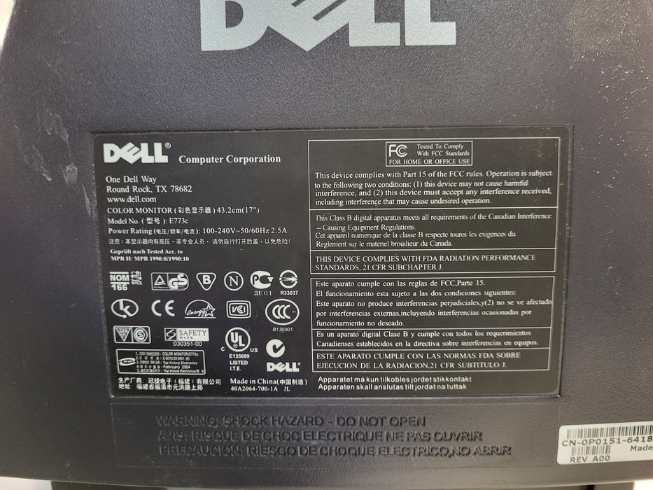 Dell 17" E773c 1280x1024 VGA CRT Monitor TESTED & Working Clean