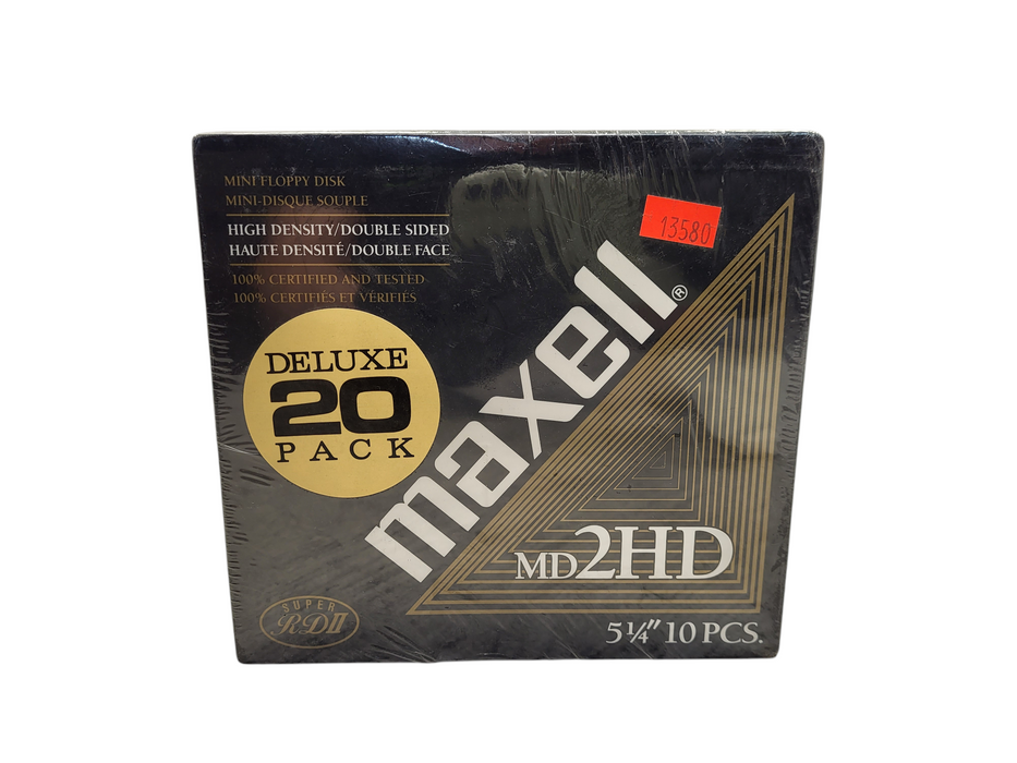 Vintage Maxell MD2-HD Double Sided 5.25" Floppy Disk Deluxe 20-Pack
