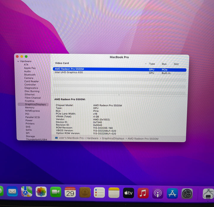 Apple MacBook Pro 16" 2019 i9-9980HK Radeon Pro 5500M GPU 32GB RAM 1TB SSD READ