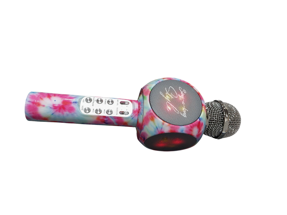 Sing-A-Long  Tie Dye Edition Bluetooth Karaoke Microphone & LED Light-up Speaker