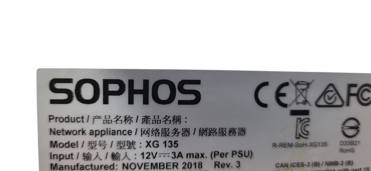 Sophos XG 135 Firewall Security Appliance VPN Router | READ